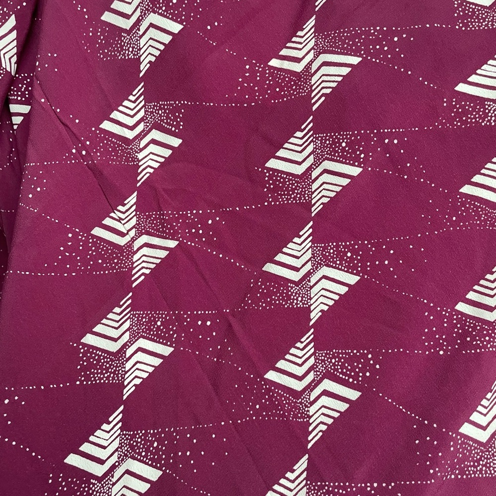 Vintage Plum and Off-White Geometric Dress Fabric